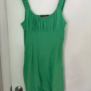 Urban Outfitters Vibrant Green Gathered Tank Mini Dress